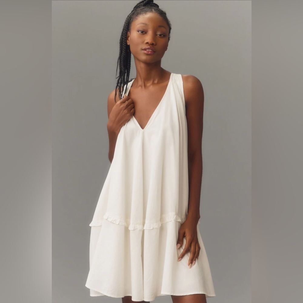 Anthropologie White Sleeveless Dress